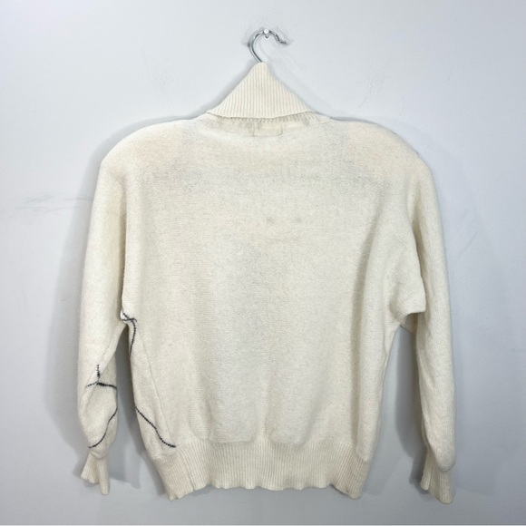 Vintage 80s 90s Orly Paris cream Angora blend statement shoulder sweater L - Picture 5 of 13